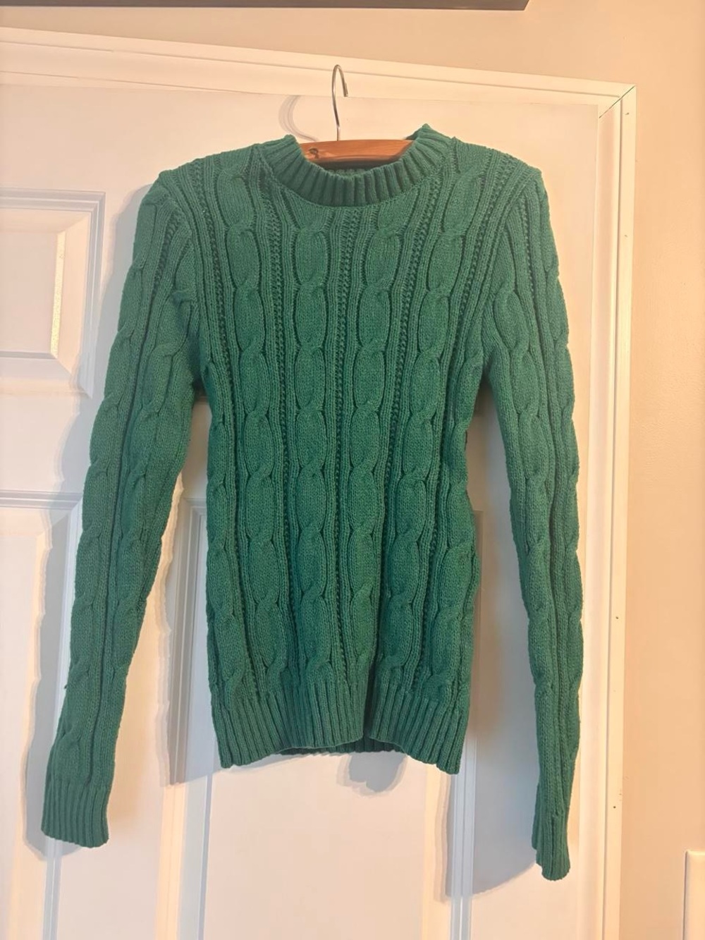 SHEIN Teal Cable Knit Crewneck Sweater